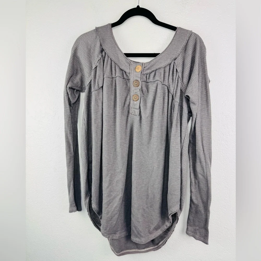 Free People we The Free Sot Must Have Henley Grey Size Large